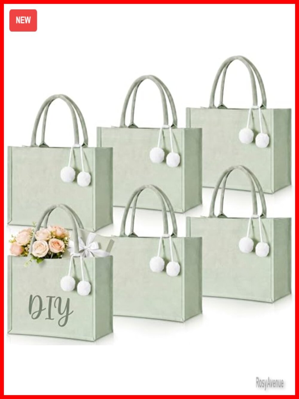 Canvas Tote Bags Set 6 DIY Blank Wedding Bridesmaid Bags